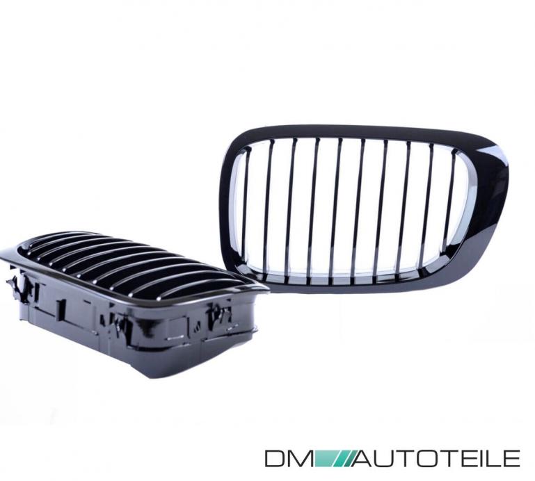 Set Sport Kühlergrill Einzelsteg Performance schwarz glanz passt für BMW 3er E46 Coupe Cabriolet Baujahr 1999-2003