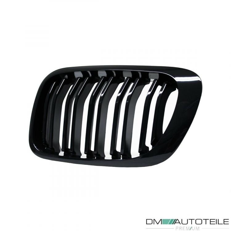2x Kühlergrill Schwarz Glanz Doppelsteg SET passt für BMW 3er E46 Coupe Cabrio 99-03 SPORT