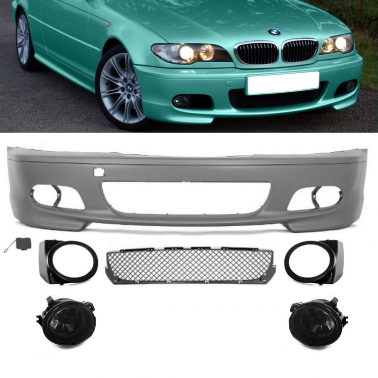 COUPE CABRIO Stoßstange vorne+NSW Smoke für M-Paket II passt für BMW E46