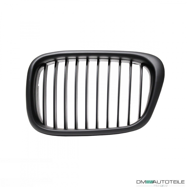2x Grill Kühlergrill Schwarz Seidenmatt passend für BMW 5er E39 + M M5 95-03
