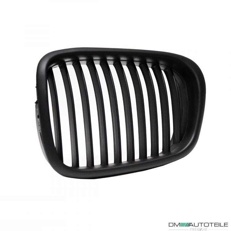 2x Grill Kühlergrill Schwarz Seidenmatt passend für BMW 5er E39 + M M5 95-03