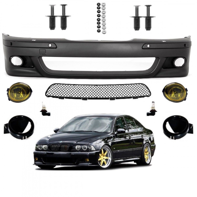 SET Sport STOßSTANGE vorne PDC passt für BMW E39 nicht M5 M +NSW Gelb+NIETEN+ABE