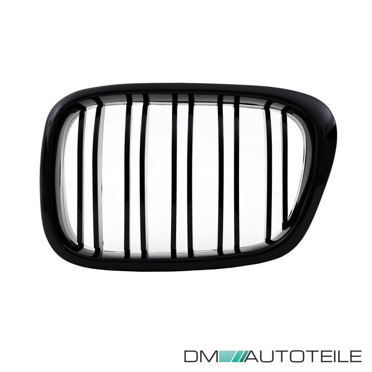 2x Grill Kühlergrill Schwarz Hochglanz Doppelsteg passend für BMW 5er E39 + M M5