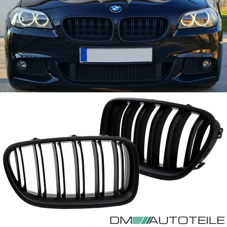 2x Kühlergrill Grill Schwarz MATT Doppelsteg passend für BMW F10 F11 auch M M5