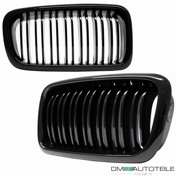 SET Doppelsteg Kühlergrill Schwarz GLANZ Performance passt für BMW 7er E38 94-02