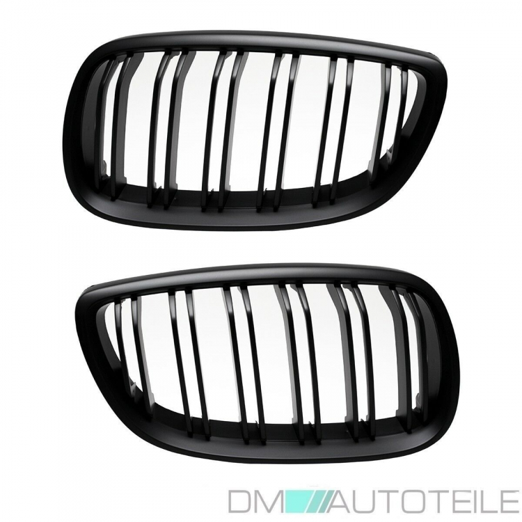 2X Doppelsteg Kühlergrill Schwarz Matt passend für BMW E92 E93 ab 06-10 auch M