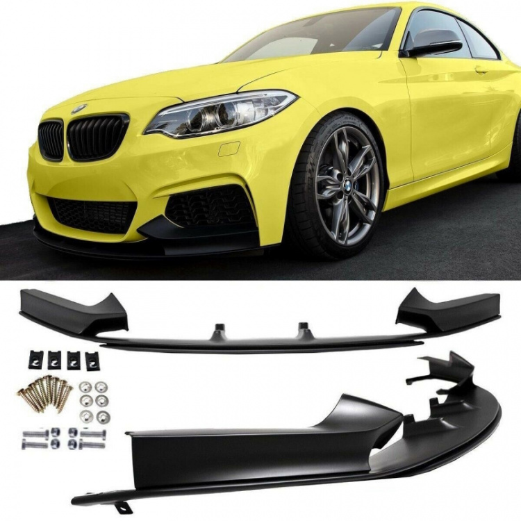 Sport-Performance Frontspoiler Spoiler Schwarz Matt passt für BMW 2er F22 F23 M-Paket Stoßstange