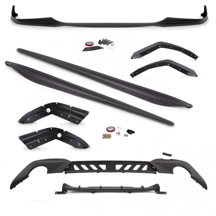 Set Sport-Performance Spoiler+Diffusor+Seitenschwelleransätze Schwarz Matt für den BMW 3er G20 G21 M-Paket ab 2019