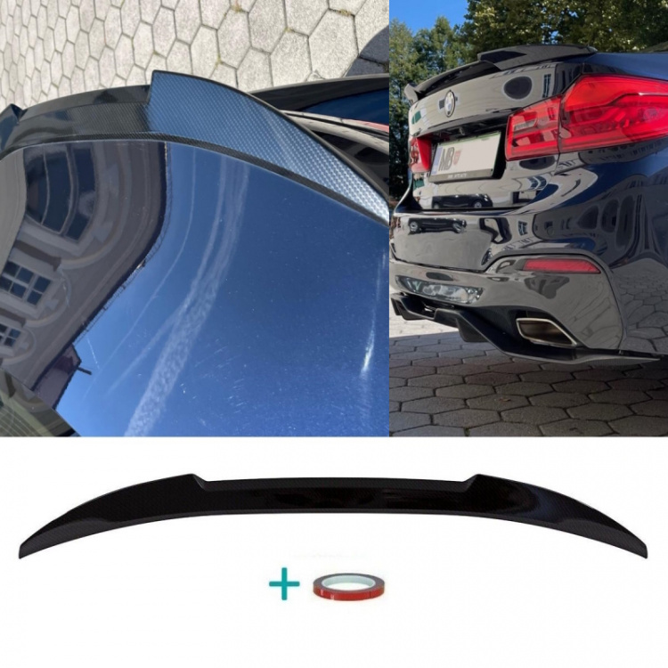 Set Sport EVO Heckspoiler Hecklippe breit Carbon glanz + 3M passt für BMW 5er G30