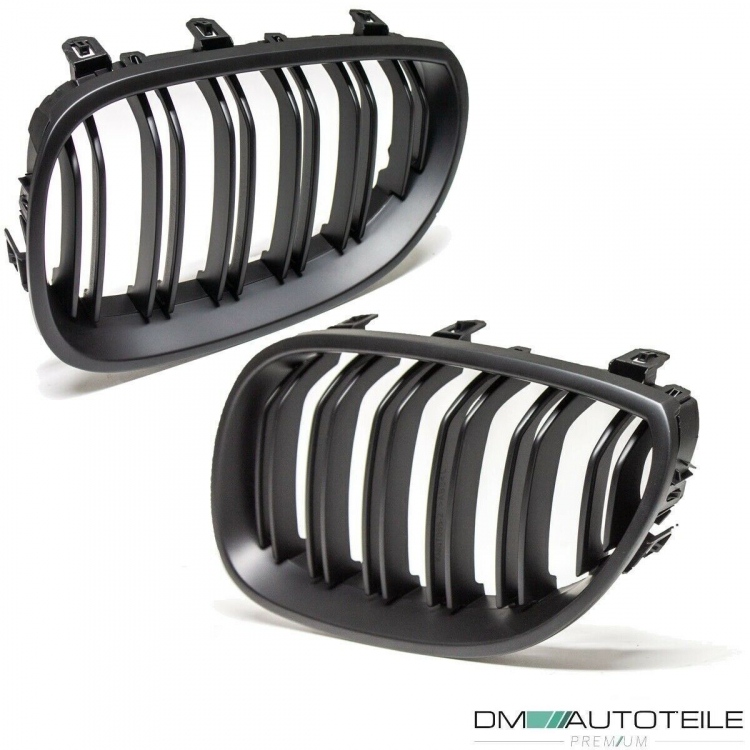 SET Doppelsteg Kühlergrill Schwarz MATT Grill passend für BMW 5er E60 E61 + LCI