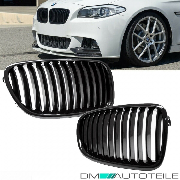 2x Kühlergrill Grill Schwarz Glanz Klavierlack passend für BMW F10 F11 auch M M5