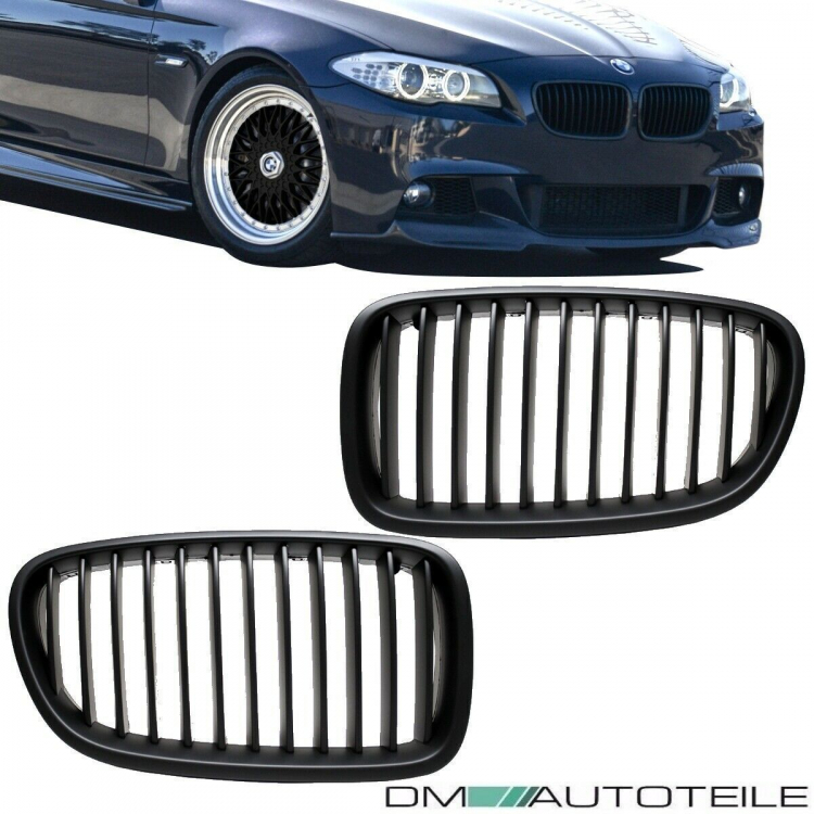 2x Kühlergrill Grill Schwarz Matt Seidenmatt passend für BMW F10 F11 auch M M5