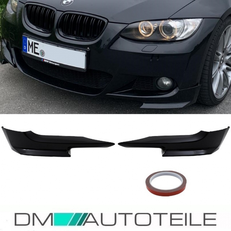 Vorfacelift Satz Flaps Splitter Lippe Spoiler schwarz Glanz passend für BMW 3er E92 E93 Baujahr 06-10 mit M-Paket
