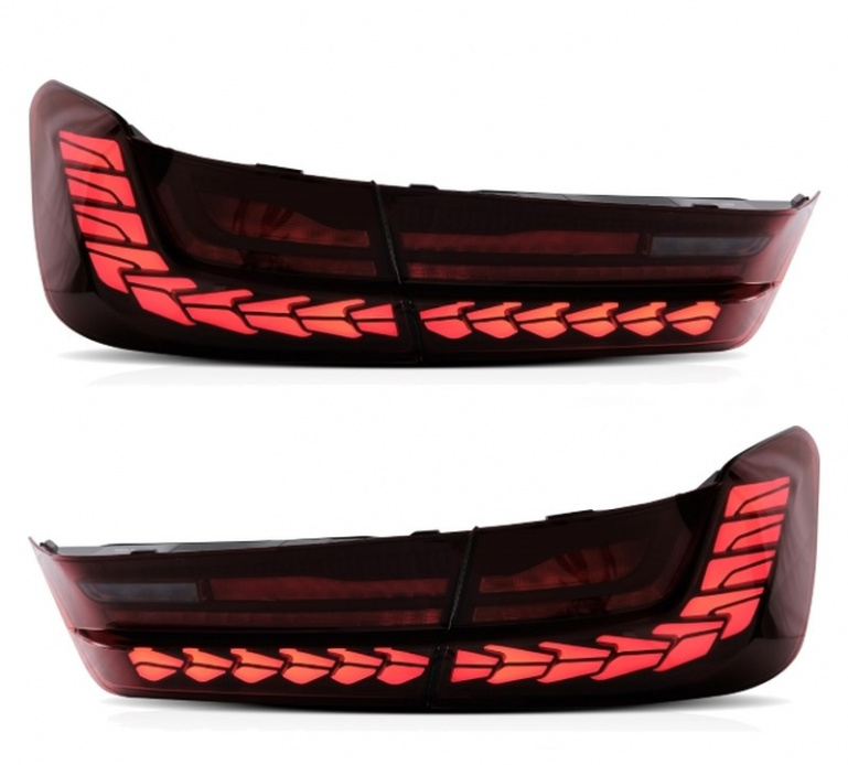 Voll LED Upgrade Design Rückleuchten für BMW 3er G20 Lim. 19+ kirschrot in OLED Technik mit dynamischem Blinker