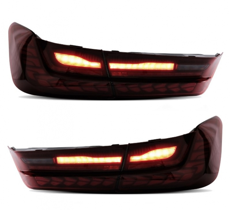 Voll LED Upgrade Design Rückleuchten für BMW 3er G20 Lim. 19+ kirschrot in OLED Technik mit dynamischem Blinker