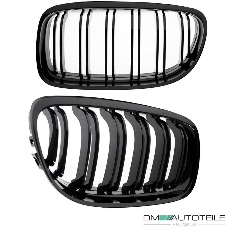 2x Kühlergrill Schwarz Hochglanz Doppelsteg passend für BMW 3er E90 E91 auch LCI 08-11 FACELIFT