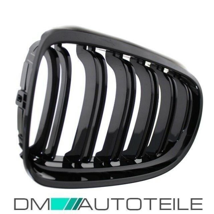 2x Kühlergrill Schwarz Hochglanz Doppelsteg passend für BMW 3er E90 E91 auch LCI 08-11 FACELIFT
