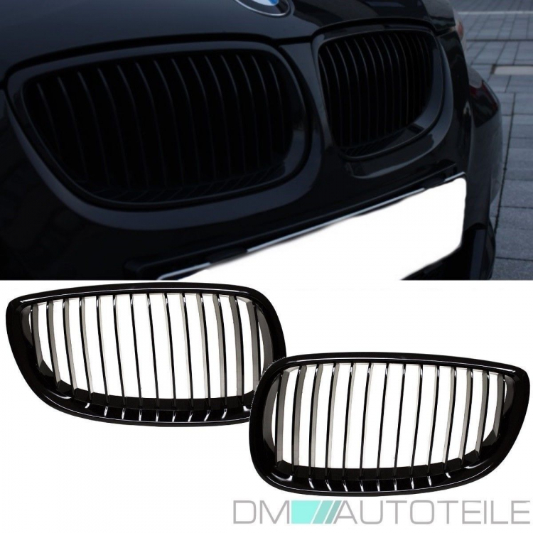SET 2x Kühlergrill Sport-Performance Schwarz Glanz passend für BMW 3er E92 E93+ M3 M