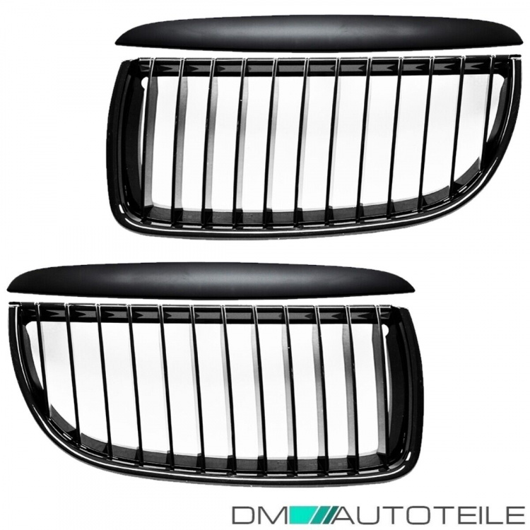 SATZ Kühlergrill Schwarz Matt Sport-Performance +Blenden passend für BMW E90 E91