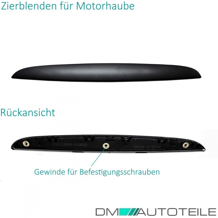 SATZ Kühlergrill Schwarz Matt Sport-Performance +Blenden passend für BMW E90 E91