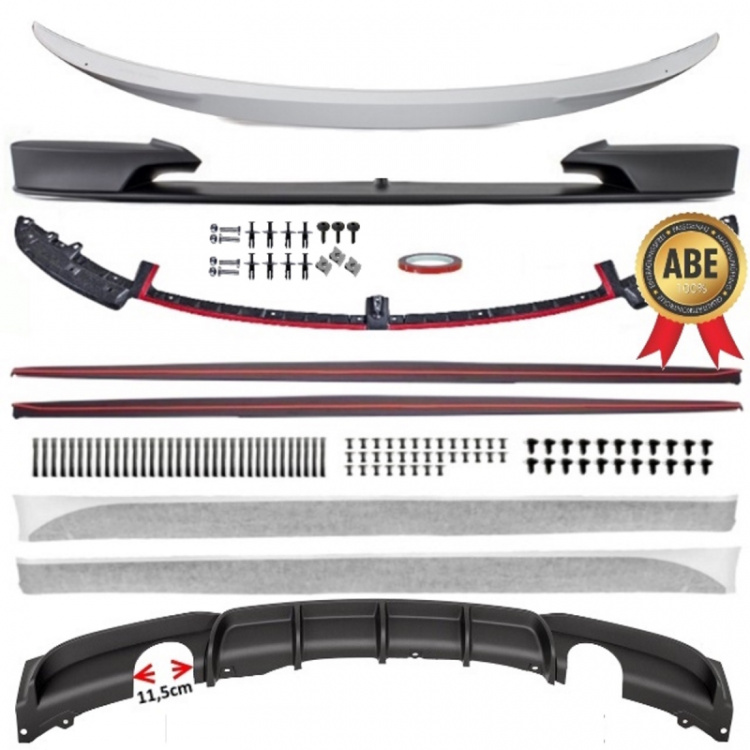 SET Sport-Performance Frontspoiler + Ansätze + Diffusor + Heckspoiler passend für BMW F30 mit M-Paket