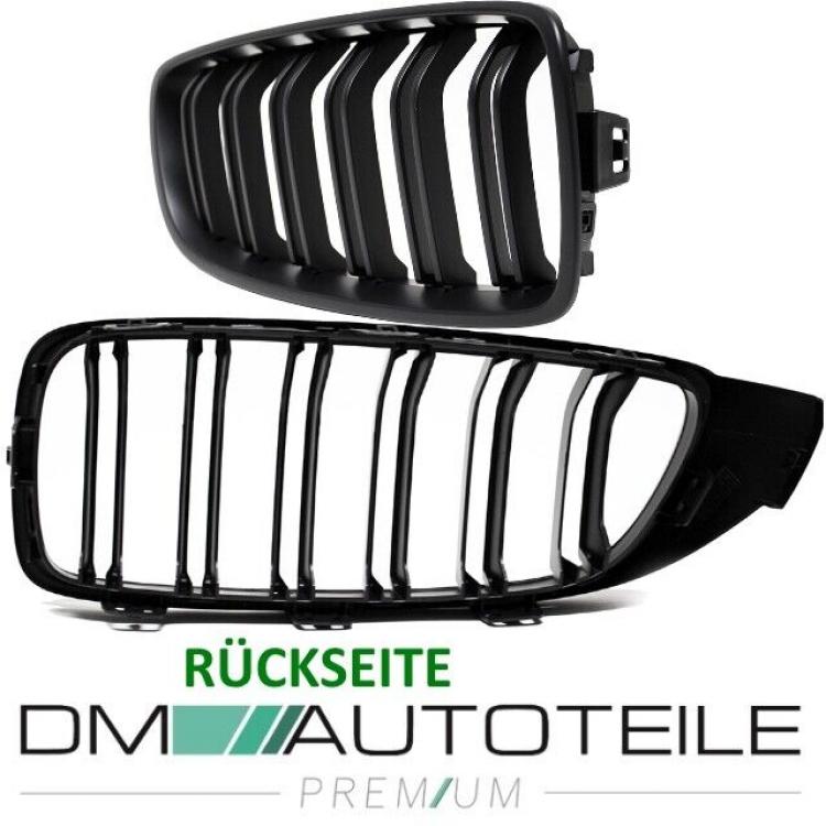 Set Kühlergrill Doppelsteg Schwarz Matt passend für BMW 4er F32 F33 F36 auch für M M4