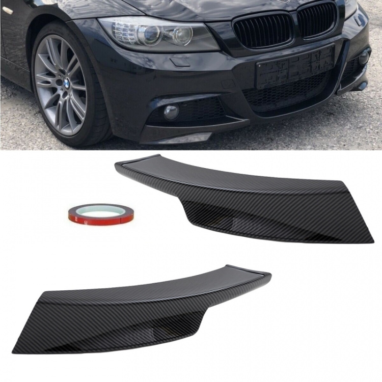 Carbon Glanz Flaps SET Spoiler Lippen passend für BMW 3er E90 E91 LCI mit M-Paket  Stoßstange