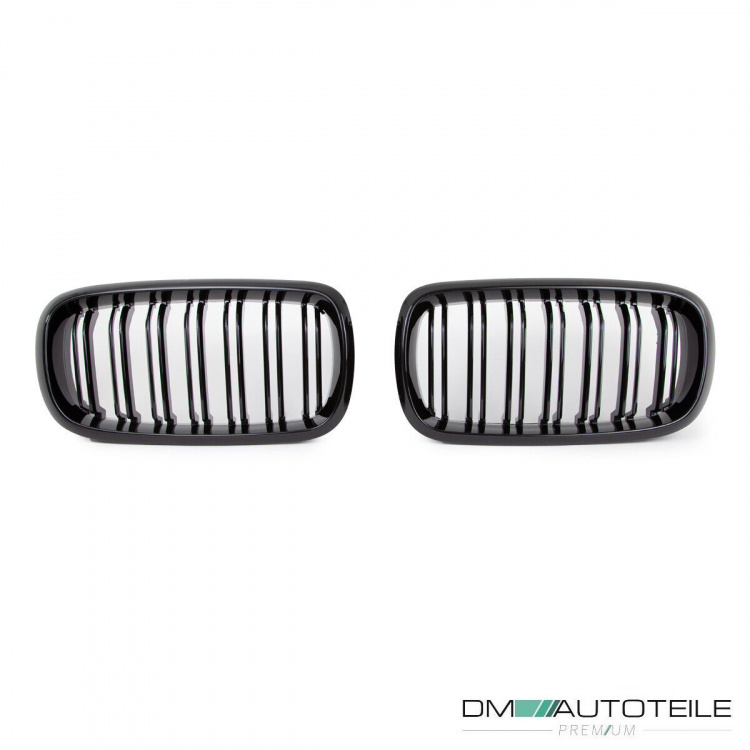 2x Kühlergrill SET Schwarz Glanz Doppelsteg passend für BMW X5 F15 +X6 F16 13-17