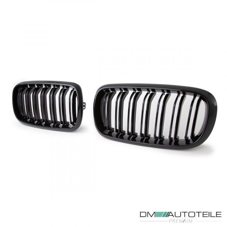 2x Kühlergrill SET Schwarz Glanz Doppelsteg passend für BMW X5 F15 +X6 F16 13-17