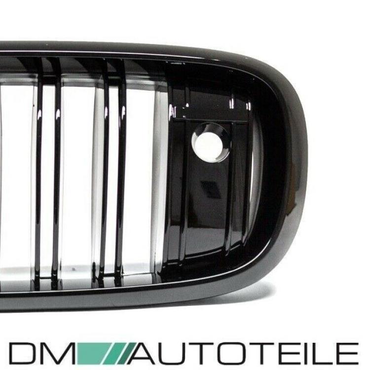 Satz Kühlergrill Schwarz Glanz Doppelsteg passend für BMW X5 F15 +X6 F16 13-17 mit Kamerasystem