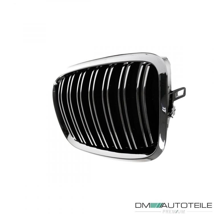 SATZ Kühlergrill Schwarz Glanz Doppelsteg passend für BMW X5 E70 06-13 + BMW X6 E71 E72 08-15