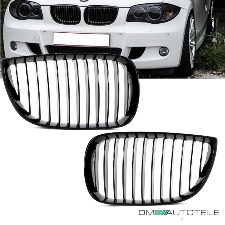 Set Performance Kühlergrill Schwarz Glanz passend für BMW 1er E87 E81 Bj 04-07