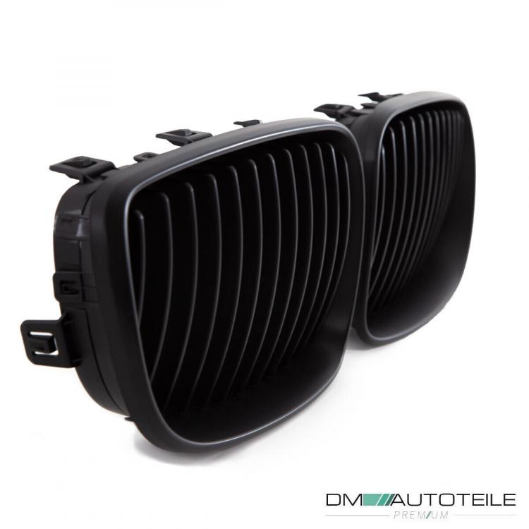 Set Kühlergrill Schwarz Matt SATZ passend für BMW 1er E87 E82 E88 Facelift Bj 07-11