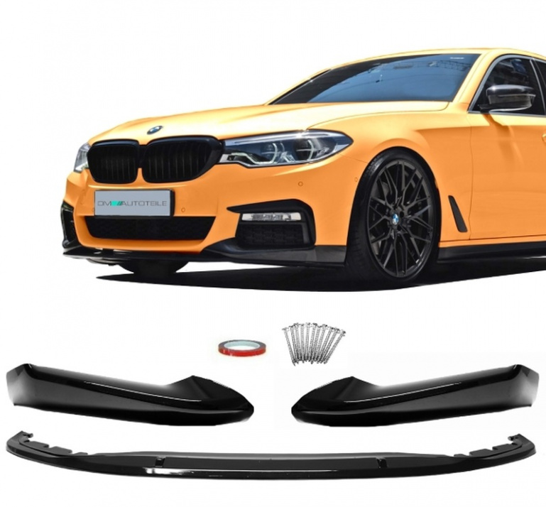 Frontspoiler Lippe Sport-Performance schwarz hochglanz + Zubehör passend für BMW 5er G30 G31 M-Paket 17>