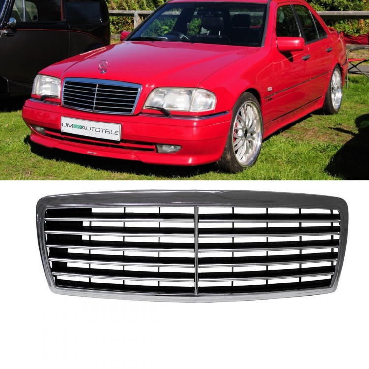 Mercedes C-Klasse W202 Kühlergrill Grill Chrom Schwarz 93-00 Avantgarde
