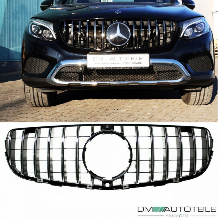Kühlergrill Schwarz Chrom passend für Mercedes GLC X253 Bj ab 2015 auf Sport-Panamericana GT