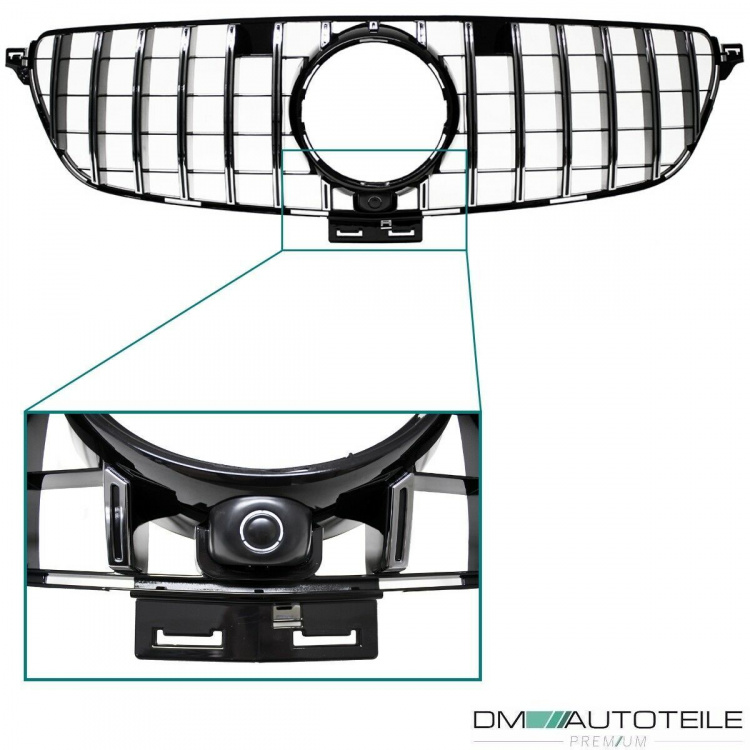 Kühlergrill Chrom passt für Mercedes GLE (ML) W166 Baujahr 2015-2018 Umrüstung auf Panamericana GT