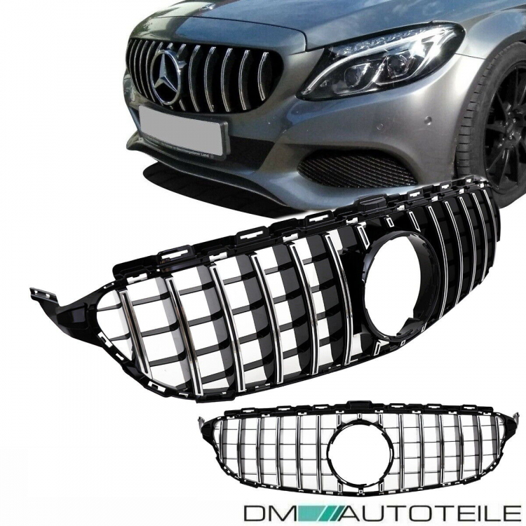 Kühlergrill Grill Schwarz Chrom passt für Mercedes S205 W205 14-18 auf Sport Panamericana GT