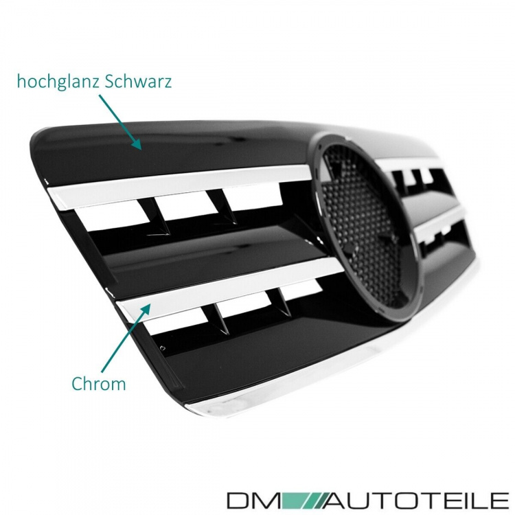 Mercedes CLK W208 C208 A208 Gitter Grill Kühlergrill Schwarz Glanz Chrom 97-03