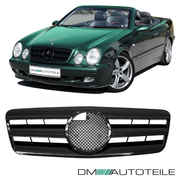 Mercedes CLK W208 C208 A208 Gitter Grill Kühlergrill Schwarz glänzend 1997-2003