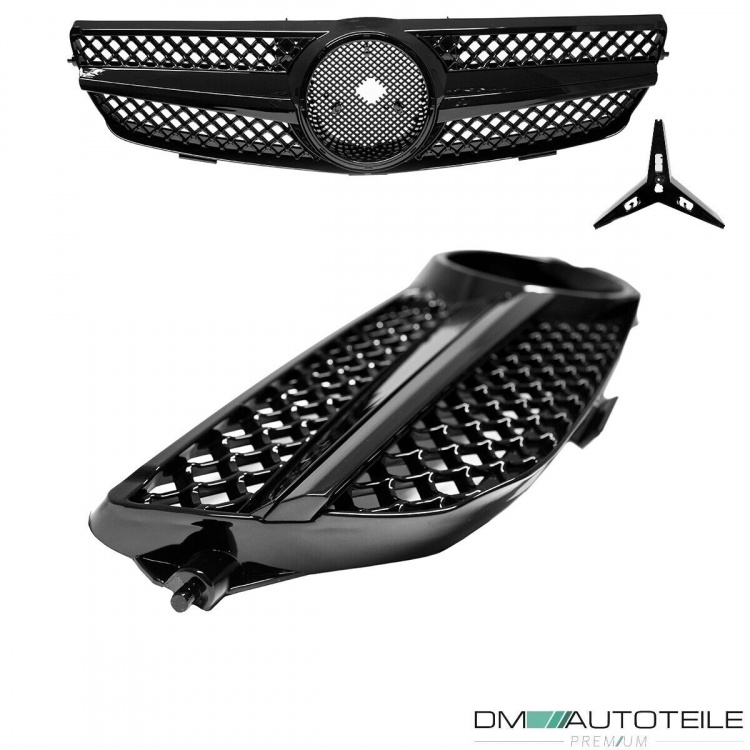 Mercedes CLK W209 C209 Kühlergrill Waben Front Grill Schwarz Glanz Komplett Bj Mopf 05-09