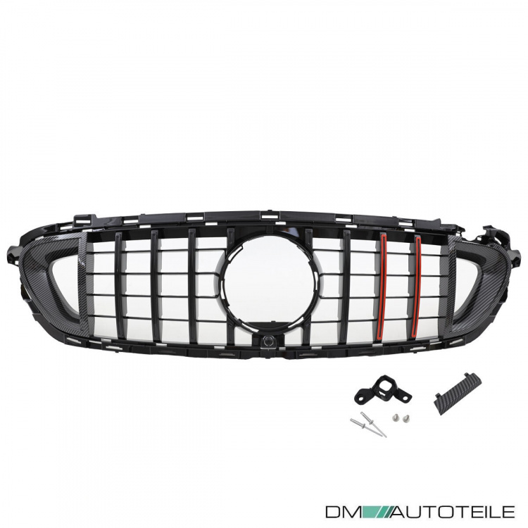 Kühlergrill Schwarz Carbon Glanz passend für Mercedes E Klasse W213 S213 Facelift Mopf ab 2020 auf Evo Sport Panamericana GT