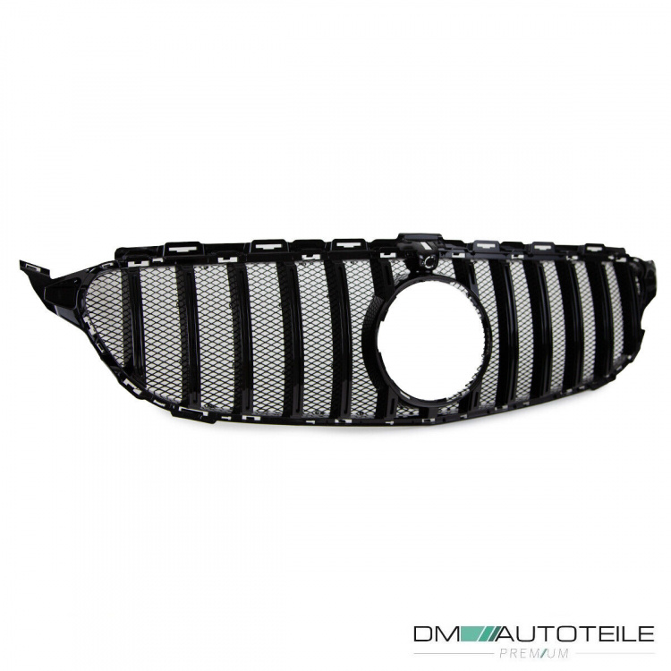 Kühlergrill Grill Schwarz Glanz +Race Gitter exklusiv passend für Mercedes C Klasse W205 S205 14-18 auf Sport-Panamericana GT