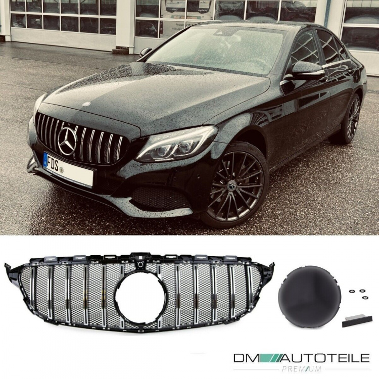 Kühlergrill Grill Schwarz Chrom+ Race Gitter passt für Mercedes S205 W205 14-18 auf Sport Panamericana GT