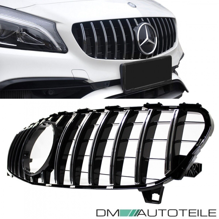 Facelift Kühlergrill Chrom Schwarz passend für Mercedes A-Klasse W176 Mopf 2015-2019 auf Sport -Panamericana GT
