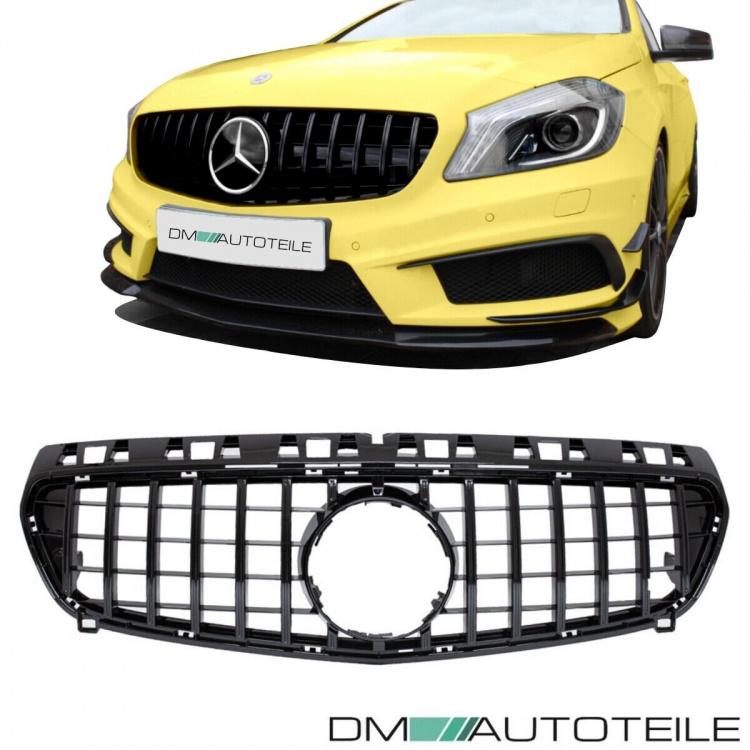 Umbau Sport Kühlergrill Schwarz passend für Mercedes W176 Vor Mopf 12-15 auf Panamericana GT