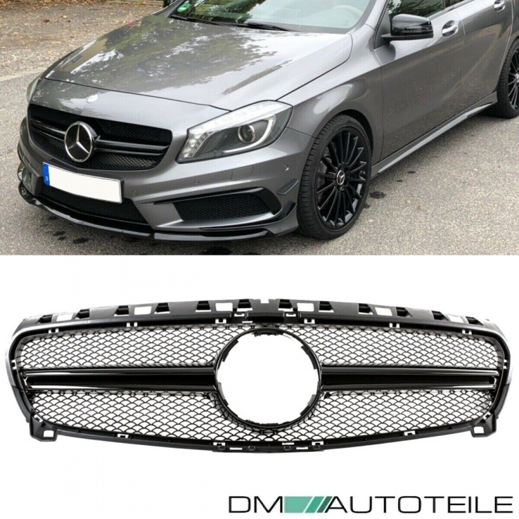 Sport Kühlergrill Schwarz Glanz passt für Mercedes A-Klasse W176 ab 13-15 nicht für AMG 45