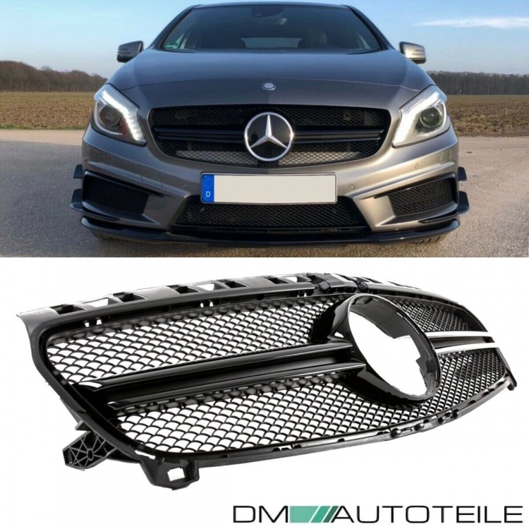 Sport Kühlergrill Schwarz Glanz passt für Mercedes A-Klasse W176 ab 13-15 nicht für AMG 45