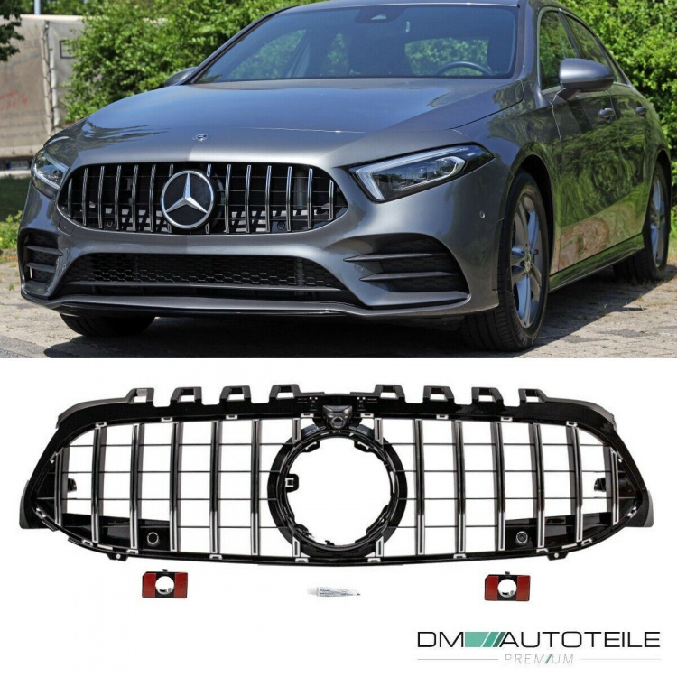 Kühlergrill Chrom passt für Mercedes A-Klasse W177 Bj ab 2018 auch 360° Kamera auf Sport-Panamericana GT