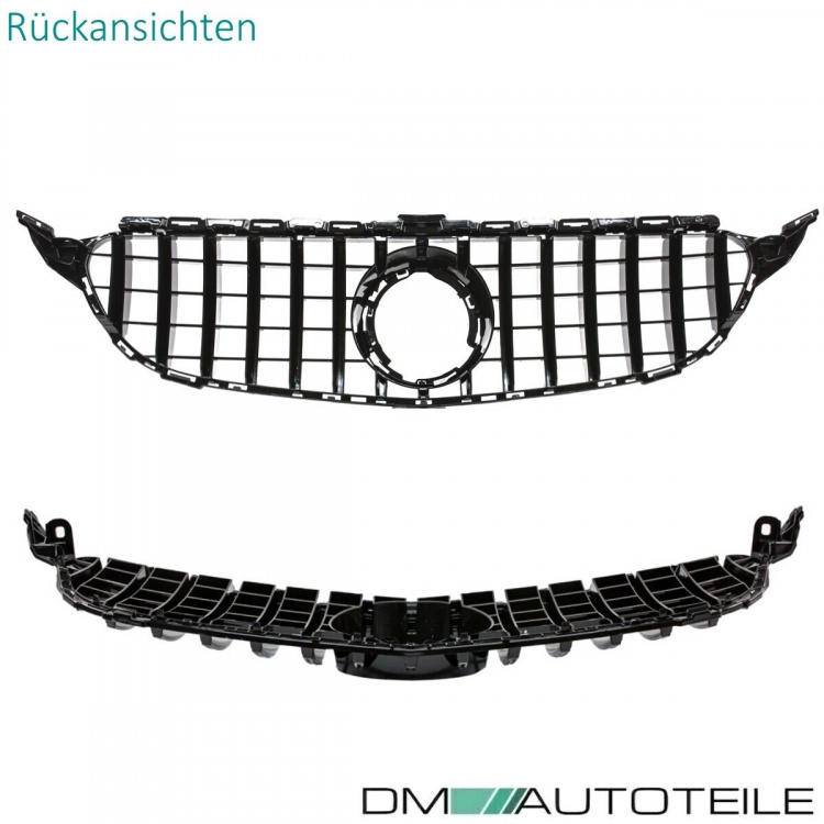 Kühlergrill Schwarz Chrom passt für Mercedes C-Klasse W205 S205 Mopf ab 2018 auf Sport-Panamericana GT